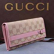 gucci 295616 淺杏布粉紅皮 女士帆