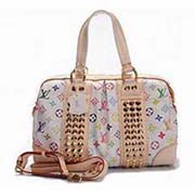 LV新款33彩白色鉚釘女士M45641 手提包 單肩斜