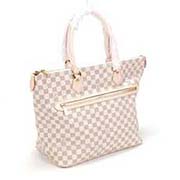 LV白色 棋盤格子N51184真皮手