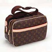 LV老花雙拉鏈休閑斜背包/單肩包M