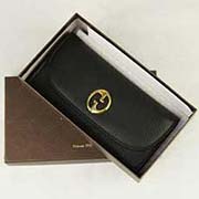 gucci錢(qián)包245739 黑色真皮金色配飾