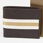 古琦一比一啡白條紋棕色真皮錢夾231845