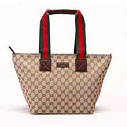 女士淺米色雙G圖案織布中號物袋 單