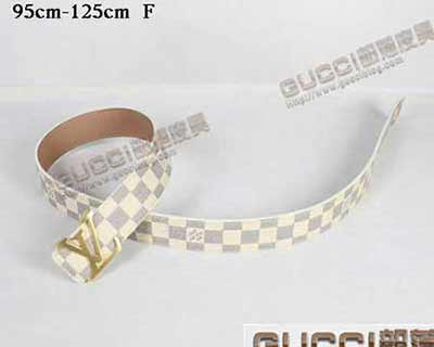 LV品牌金扣白格皮帶LV 027 6