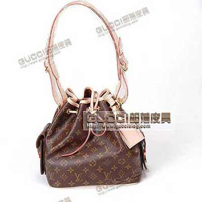 LV經典老花款張柏芝扮靚老花小水桶包M50229