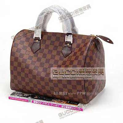 LV好用棋盤(pán)格深啡色大號(hào)N4153130 女士手提包 單肩包