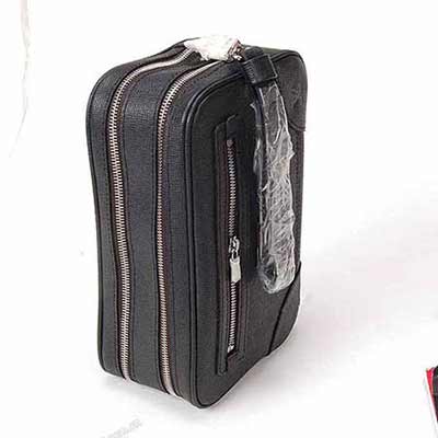 LV商務男包 全牛皮十字紋雙層拉鏈 男士手拿包M31148