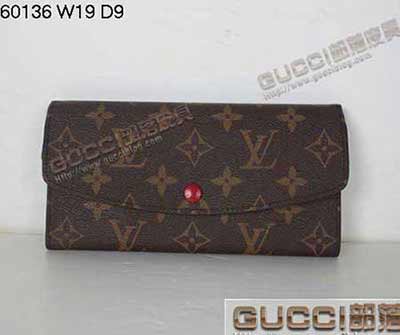 LV路易威登經典老花錢包60136 紅色