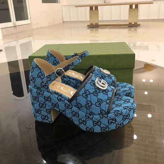 gucci官網女鞋，版提花雙G布新款厚