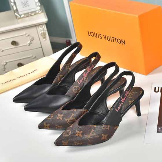 LV女士名品包頭涼鞋 經典老花高