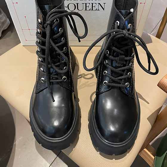 麥昆厚底頭層牛皮女鞋，秋冬爆款高