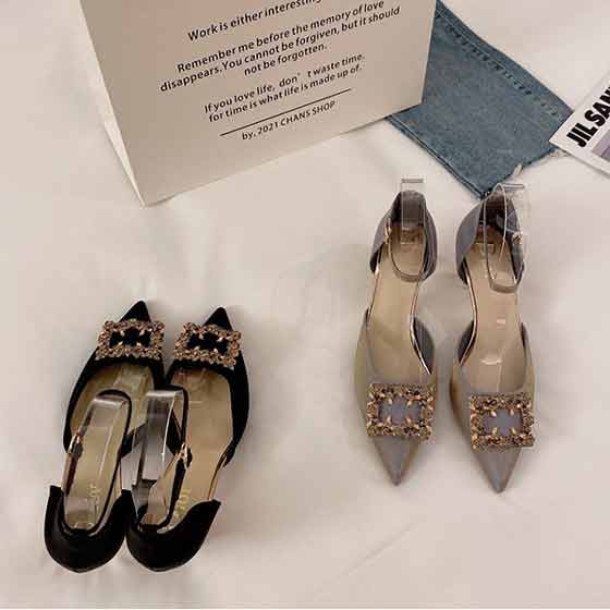 迪奧水鉆扣女士夏涼鞋，夏季新款細