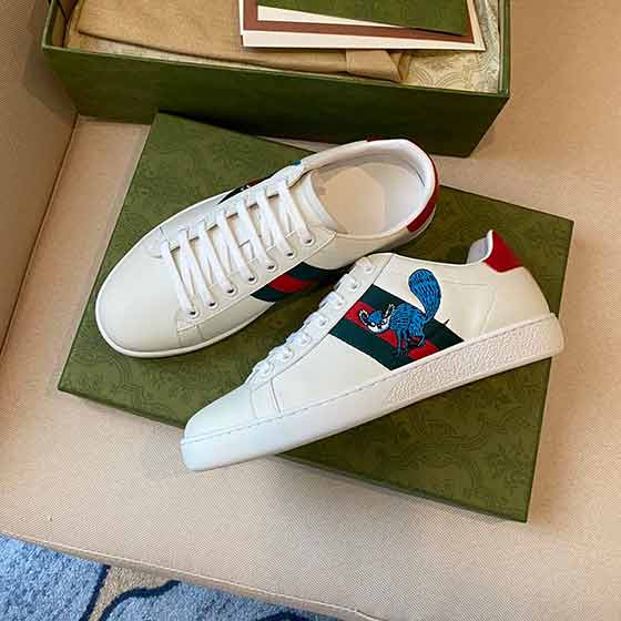 gucci女士板鞋新款經典運動系帶小白鞋