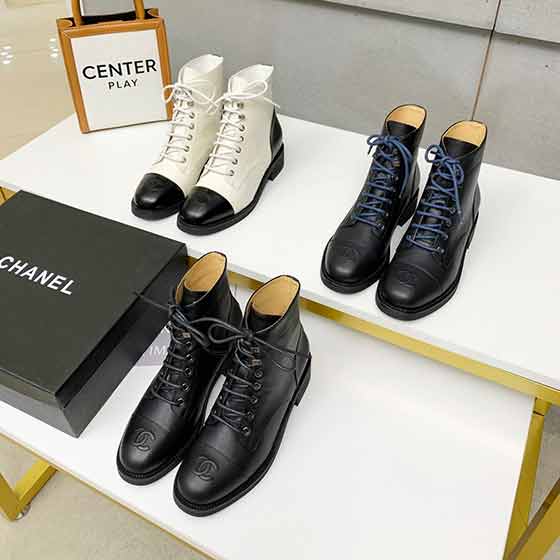 OHANEL大品牌女鞋品牌時(shí)尚百搭重靴筒綁帶女單鞋