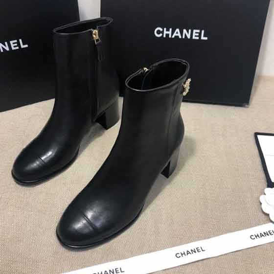 專柜原版小香新款雙C實木粗跟瘦