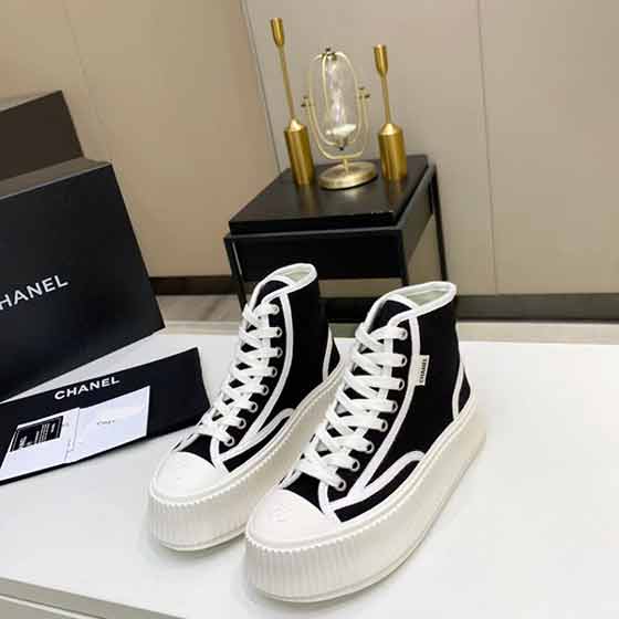 女士名品Chane季新款帆布鞋 厚底