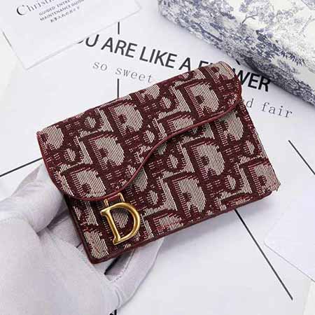 迪奧新款復古經(jīng)典Oblique印花馬鞍小卡包