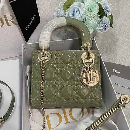 寺庫網名品同款17迷你三格漆皮皇妃包 牛油果綠