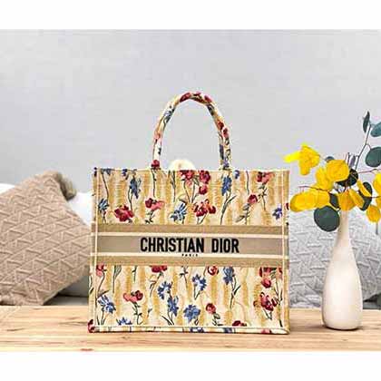 Dior帆布扶桑花刺繡Book Tote手袋