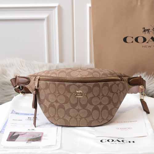 Coach蔻馳新款女士logo款腰包胸包女包F
