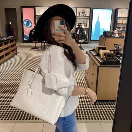 COACH蔻馳 女士大號(hào)手提單肩包托特包 1665