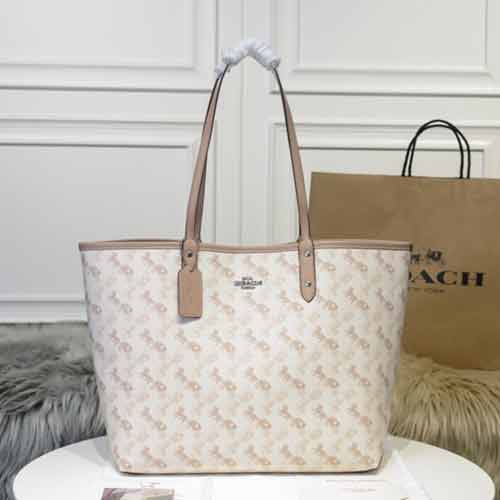 COACH馬車logo雙面托特包兩用包 子母包 91107