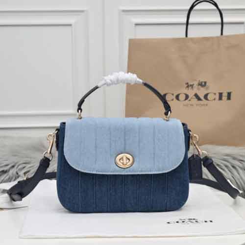 COACH牛仔布拼接Marlie郵差包C2832