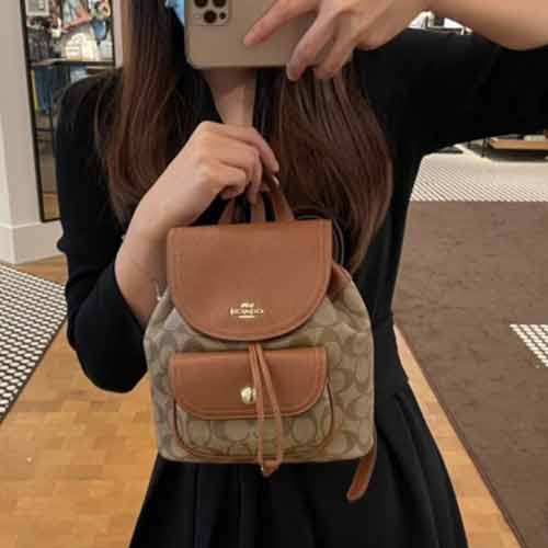 coach新款雙肩包小號c4120 背著很可愛