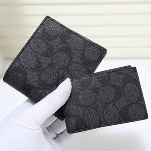 蔻馳短款錢包 coach男士真皮商務(wù)對(duì)折錢夾零錢卡包