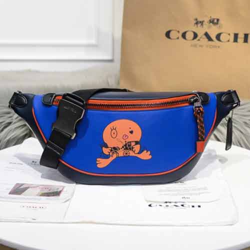 美國蔻馳經典印花LOGO腰包胸包 coach休閑男包