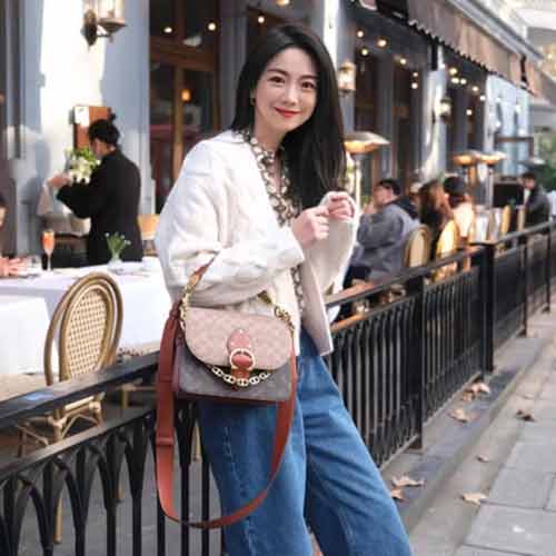 COACH馬車圖案印花經典標志帆布BEAT單肩包c2418