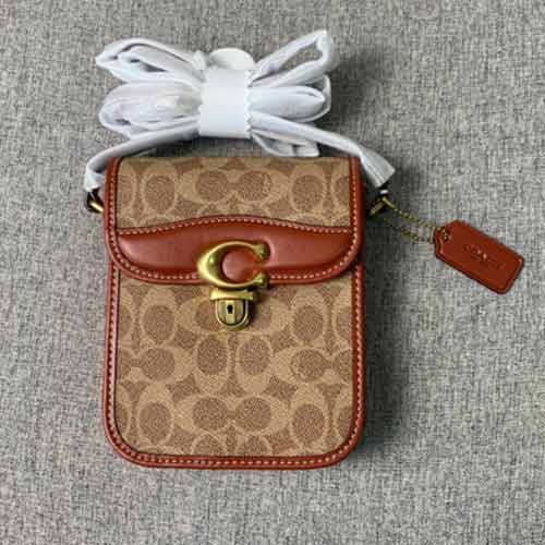 蔻馳經典老花棕色時尚百搭款新品手機包C8484