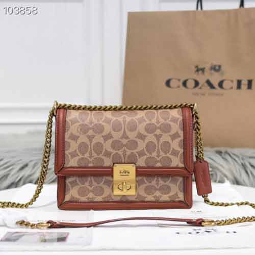 COACH經(jīng)典標志印HUTTON系列單肩斜跨包3492