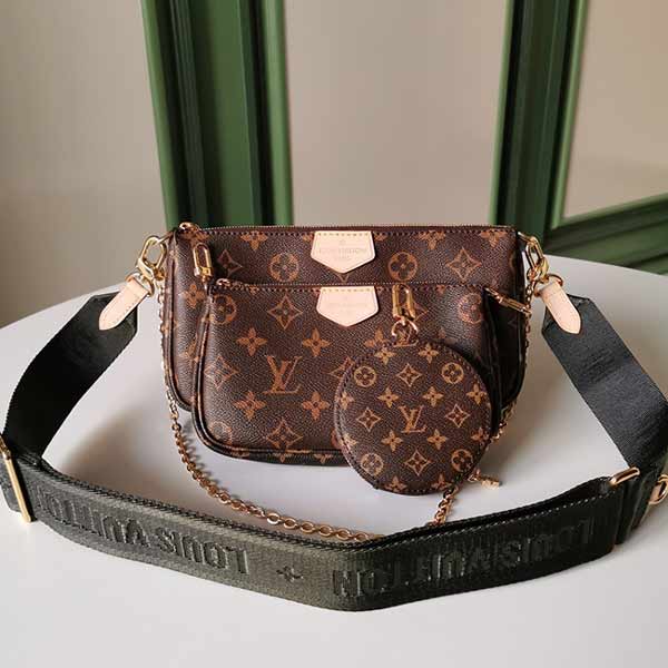 lv三件套鏈條包 經典Monogram帆布三件套女士