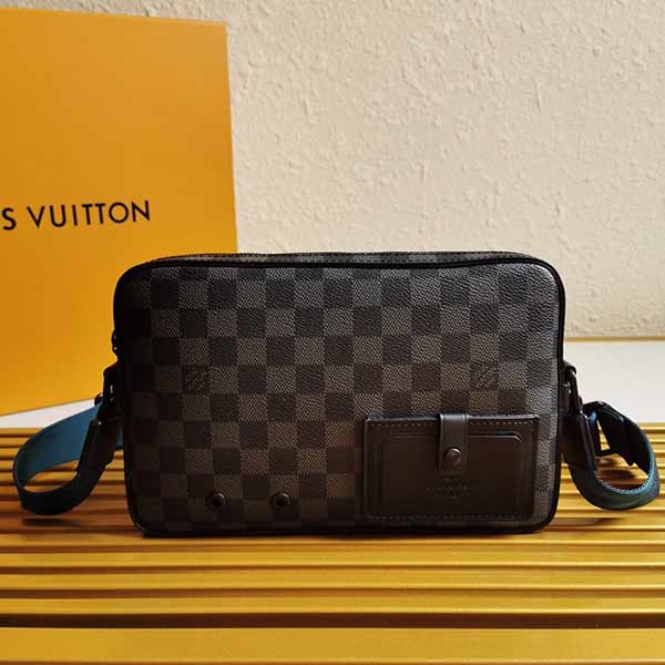 經典Damier Graphite 帆布棋盤格lv郵差包N40188 黑