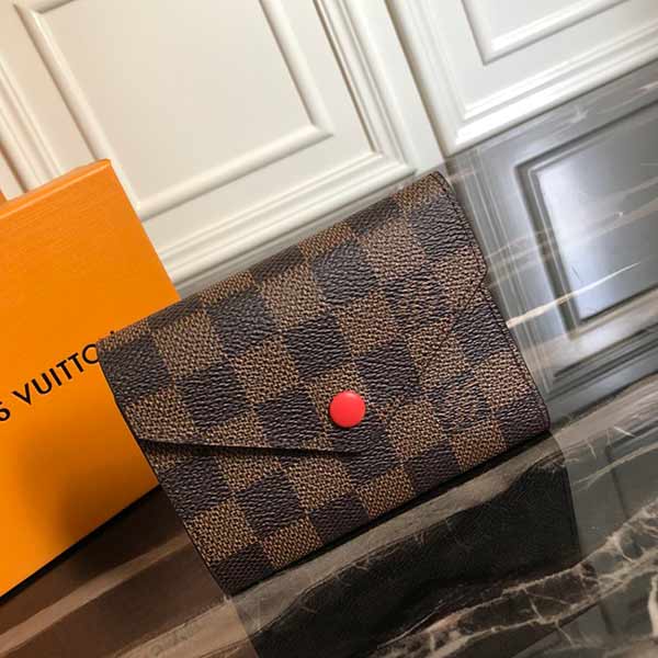 lv臺灣面料豆豆VICTORINE多彩皮革錢夾N41659啡格