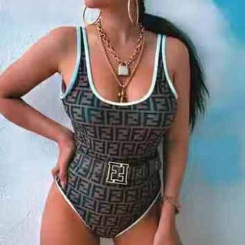 芬迪連體泳衣，多場合適用，遮肉顯高，透氣舒適，暢游無憂！