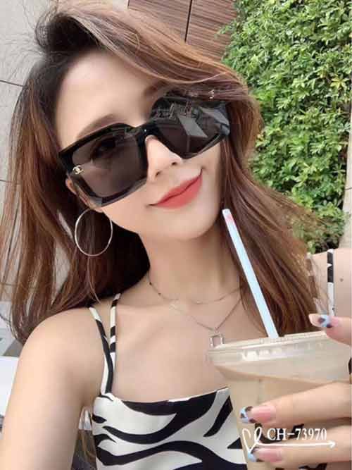 香奈女士高等感太陽鏡防紫外線多邊形時(shí)尚墨鏡