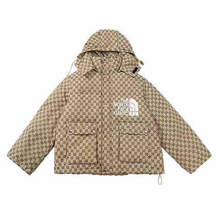 新款the NorthFace與gucci原版11定制logo提花聯名羽絨服