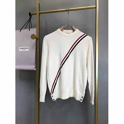 TB經典織帶點綴圓領針織衫，時尚保