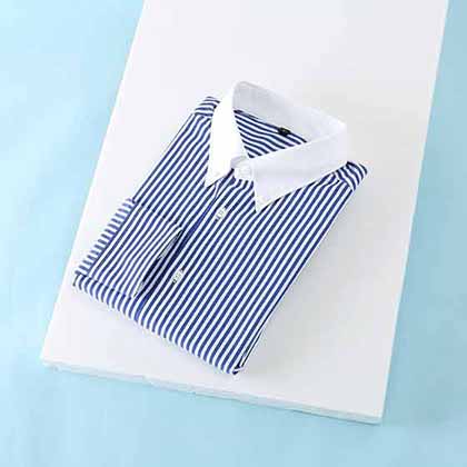 菲拉格慕秋冬新品男士商務休閑時尚異色領條紋長袖襯衫！