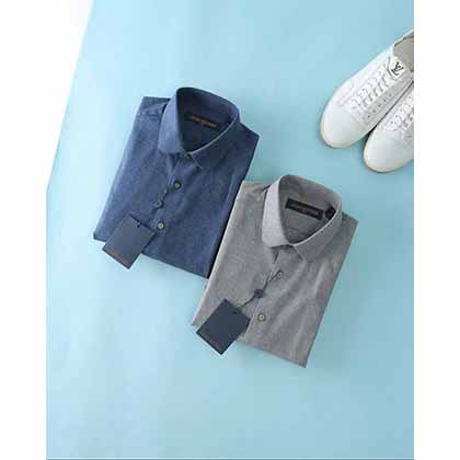 LouV 路登男士商務(wù)休閑磨毛長袖襯衫