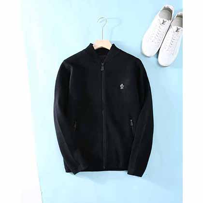蒙口羽皇男士五金LOGO徽章時尚休閑棒球領貂絨拉鏈針織外套！