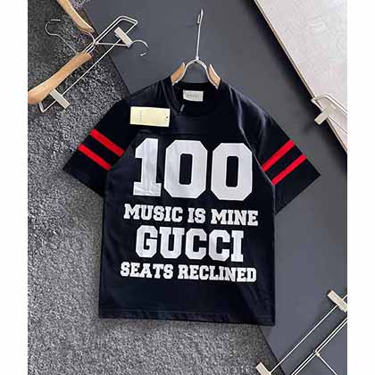 GUC2022新款100周年特別限定撞色紅色條紋拼接短袖T