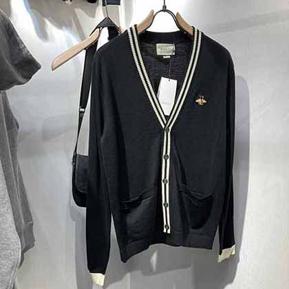 中國牛仔服裝網古奇G家100%羊毛小蜜蜂開衫