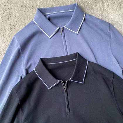 大品牌代工標準，撞色領半拉鏈Polo衫，經典配色，細節做足！