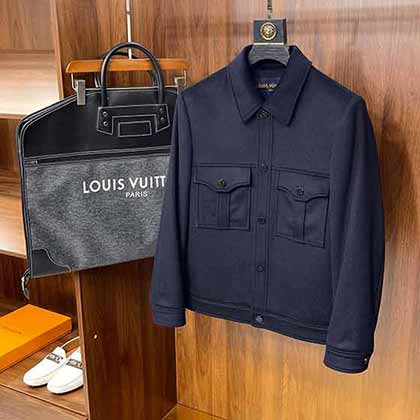 杭州男裝網lv私人定制雙口袋工裝款毛呢羊絨混紡夾克外套