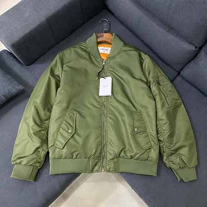 CELINE賽琳斜紋錦綸寬松飛行員夾克，男士時尚休閑夾克