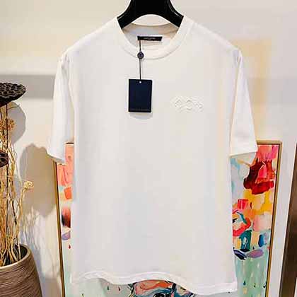 春夏Lv 經典大l貼布刺繡男時尚t恤