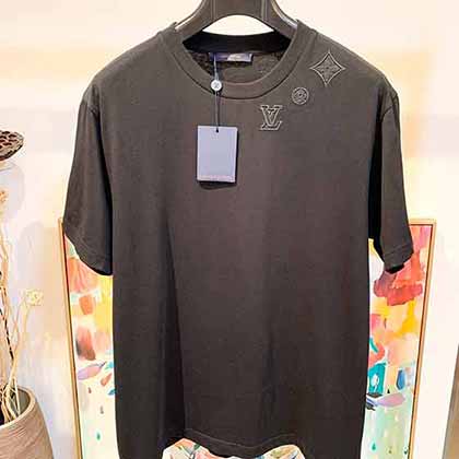 匯美國(guó)際服裝城Lv路易家男女同款鏤空真絲刺繡短袖T恤